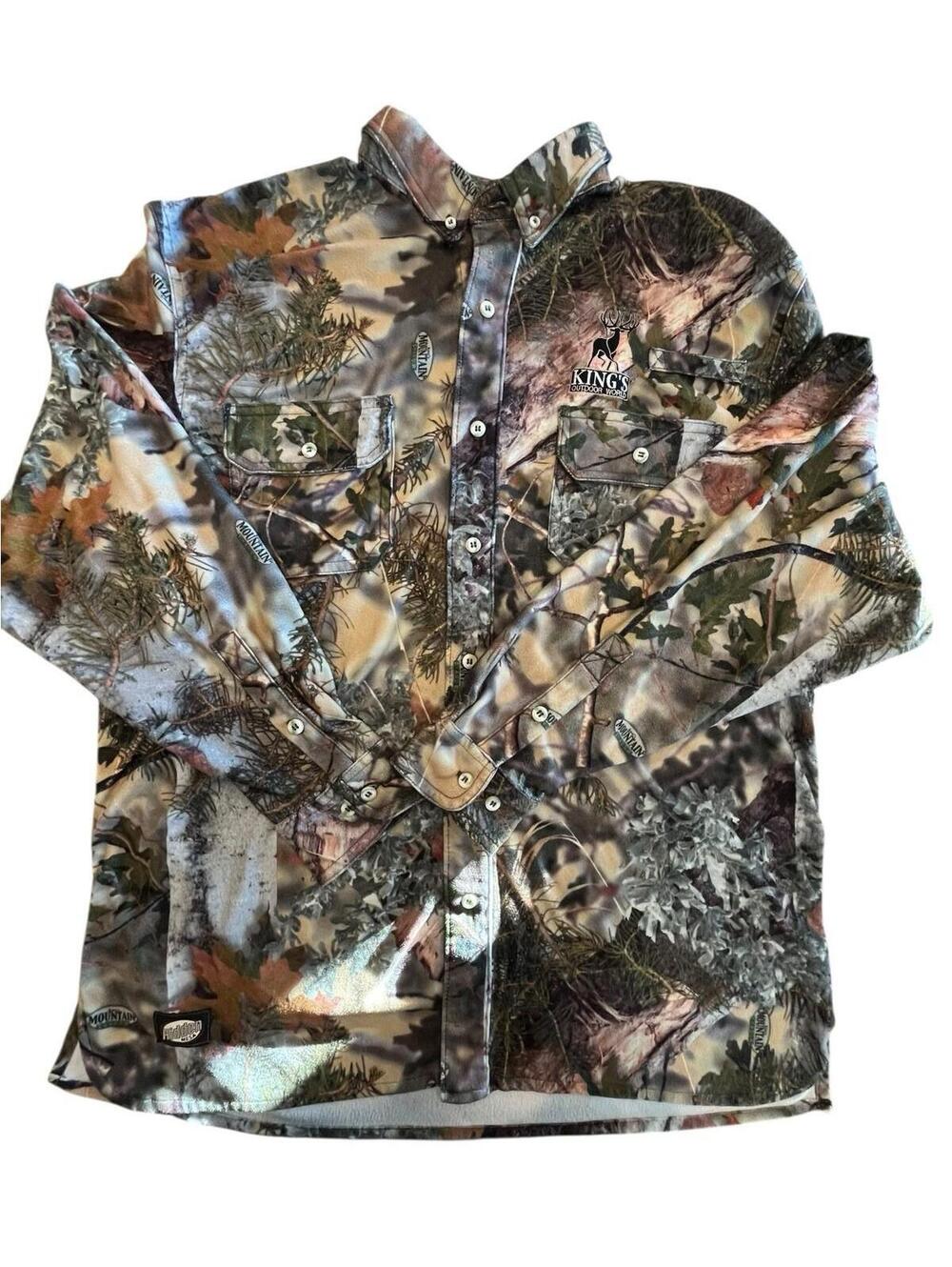 Kings Camo Shirt Flannel Button Up Mens Size 2XL Mountain Shadow Hidden Mesa